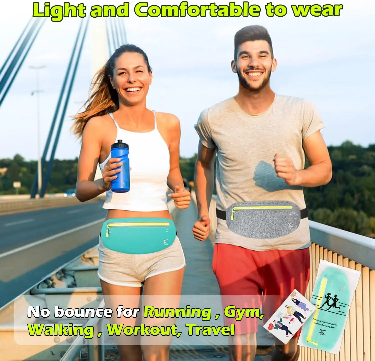 Running Belt Phone Holder, Mothers Day Gifts for Mom Wife Her Teens, Money Belt bag, Flat Fanny Packs for Women Men, Workout Gear Accessories, Waist pouch for Runners, Walking, Travel, Gym, Exercise