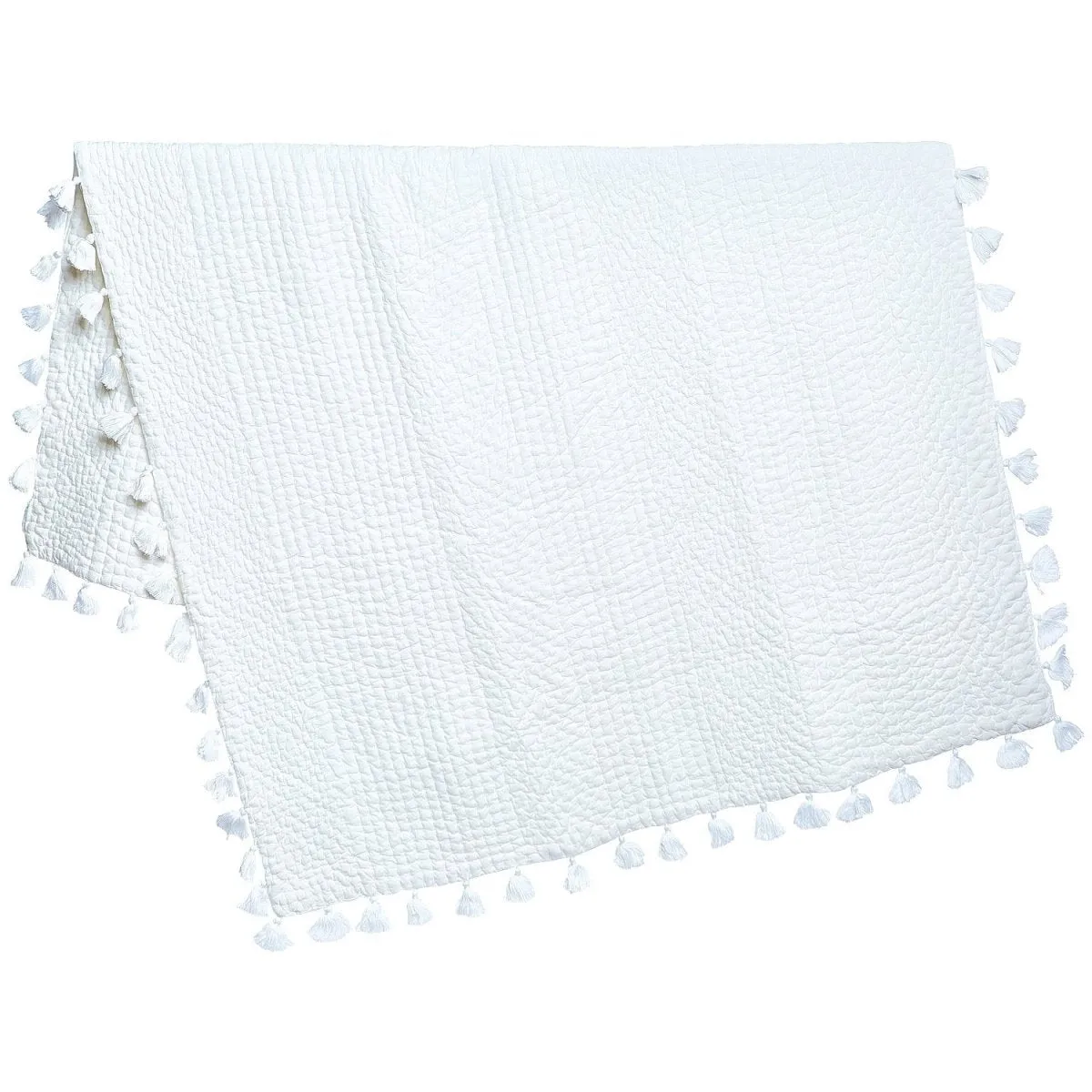 Sahati White Hand Stitched Throw by John Robshaw