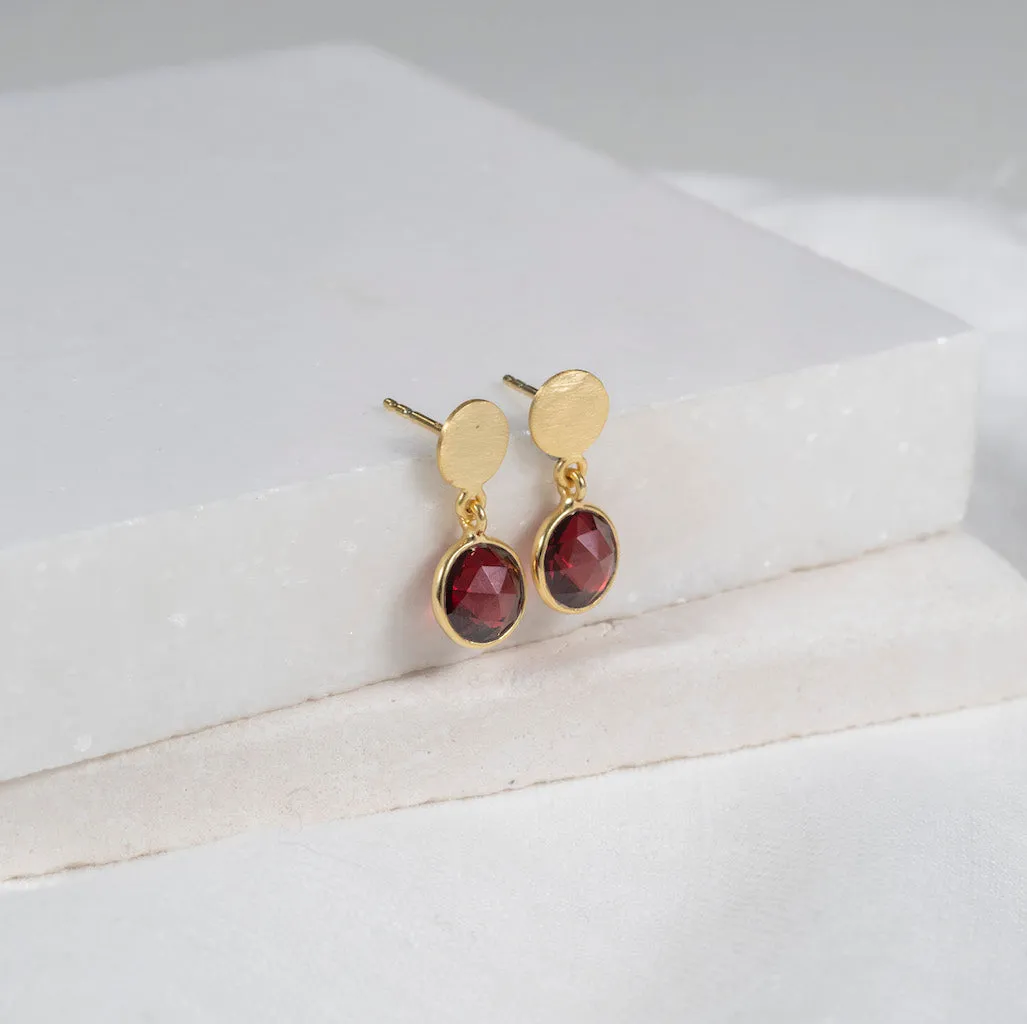 Salina Gold Vermeil Disc & Garnet Earrings