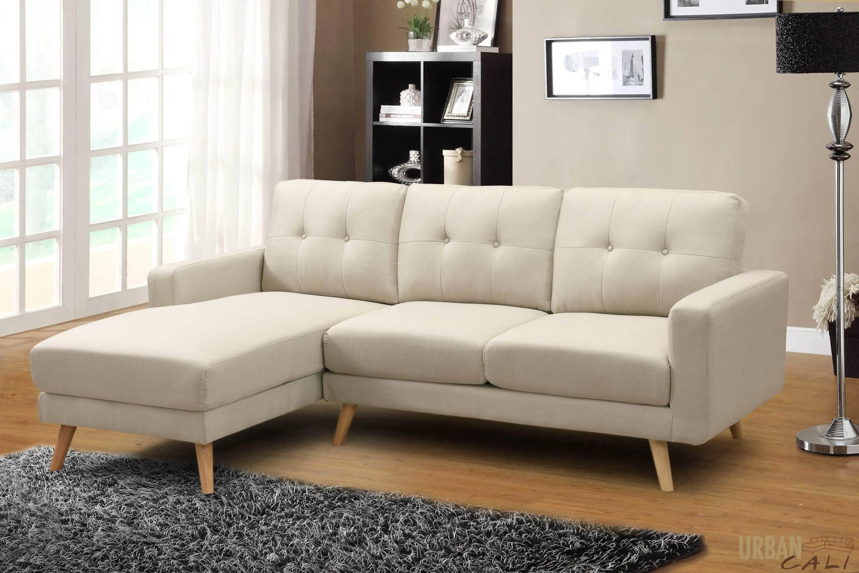 San Marino 87.75" Wide Tufted Linen Sectional Sofa - Available in 2 Colours
