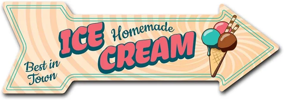 SignMission Decal Art Ice Cream Homemade Decal Indoor/Outdoor Decor 24" Direction Sticker Vinyl Wall Decals