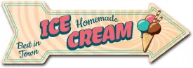SignMission Decal Art Ice Cream Homemade Decal Indoor/Outdoor Decor 24" Direction Sticker Vinyl Wall Decals