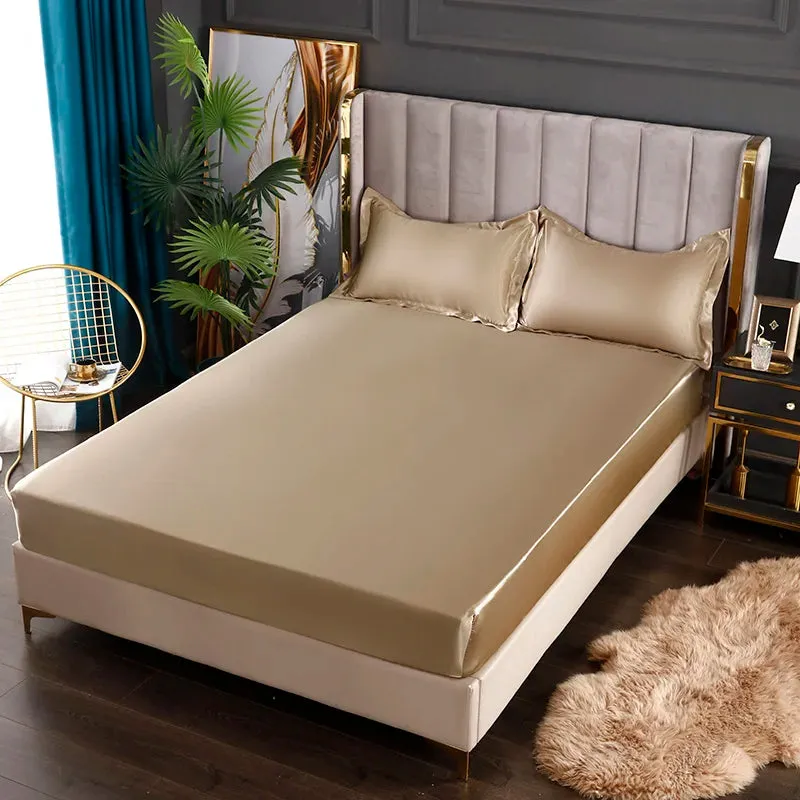 SINOTAO  -  Fashionable Satin Elastic Fitted Sheet Elastic Bands For Mattress Cover King Size 180x200cm Bed Cover Bedding