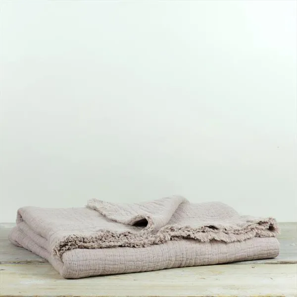 Textured Cotton Throw - Heather Pink