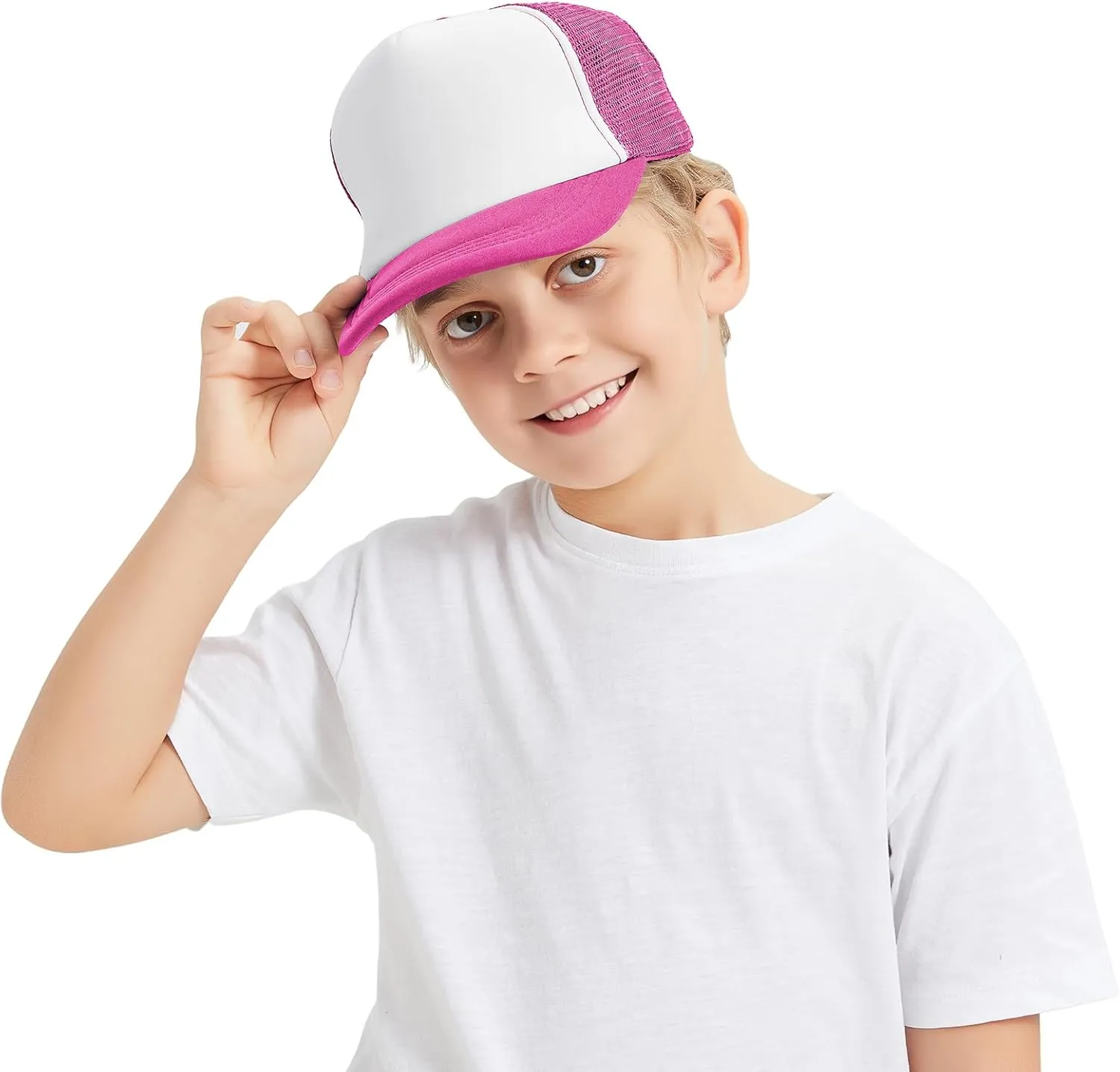 TopTie Kids 5 Panel Trucker Cap Mesh Snapback Hat Foam Front for Boys Girls Aged 3-7 Years Old